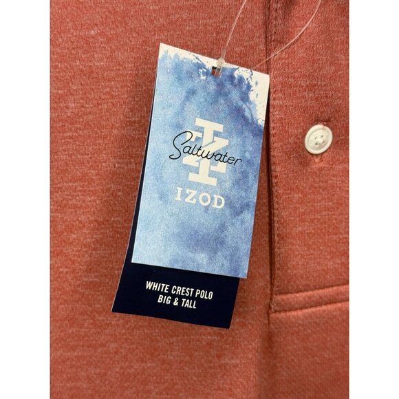 NWT IZOD Saltwater 2XLT Red Polo Shirt Big & Tall White Crest UPF 30 Wicking - Picture 4 of 8